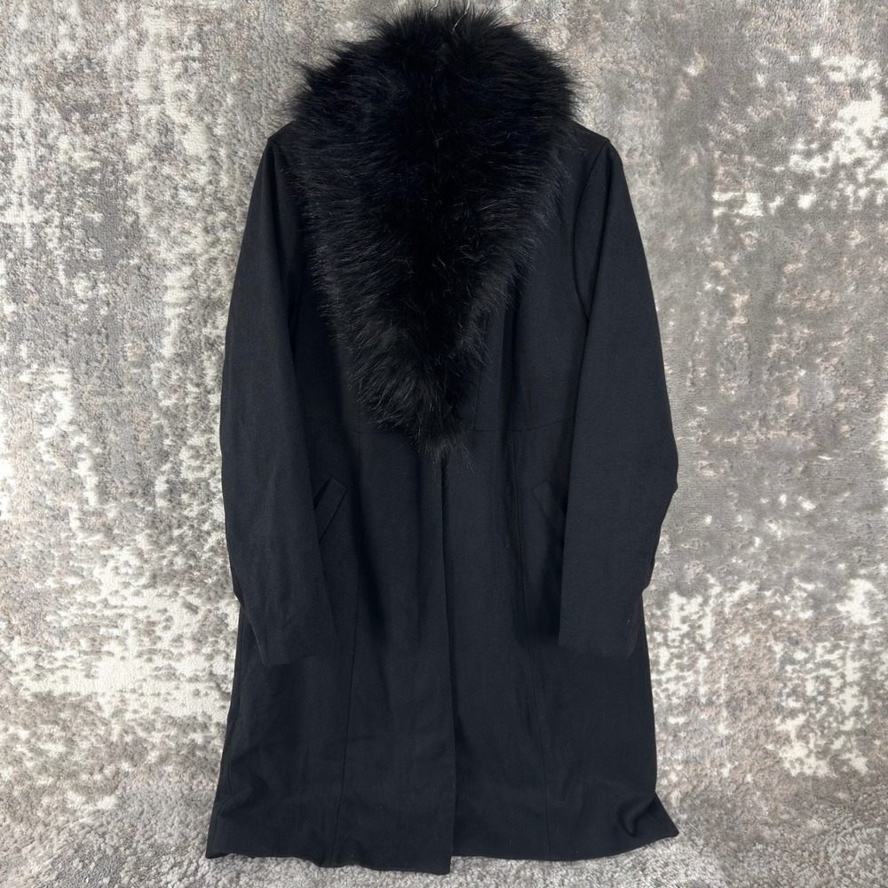 New Torrid Plus Size 00 Faux Fur Collar Wool Blend Dressy Coat Black Long Women